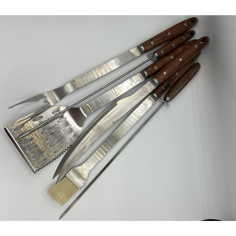 Vtg Chicago Cutlery Commercial 6 pc BBQ Barbecue Grill Tool Set